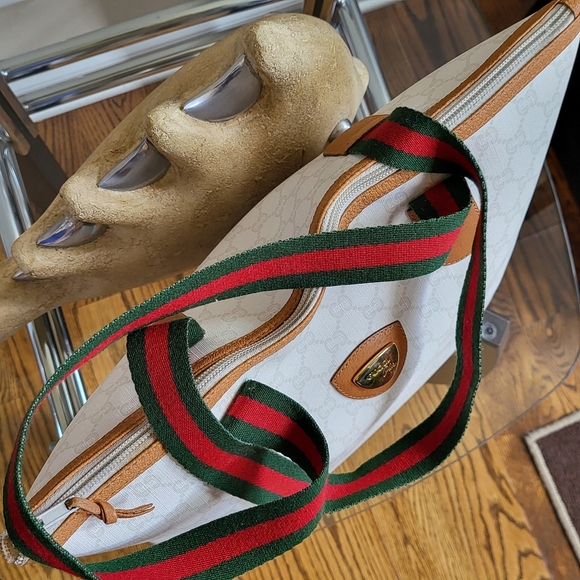 GUCCI GG Plus Monogram White Tote Bag Vintage PVC,, Authentic.!!! - Picture 2 of 16